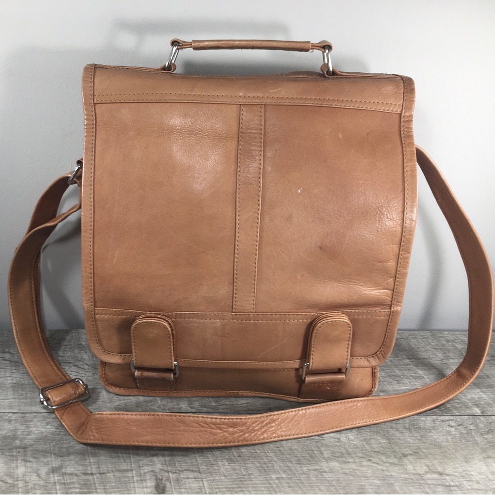 Vintage Brown Leather Messenger Shoulder Laptop School College Handbag Purse Bag